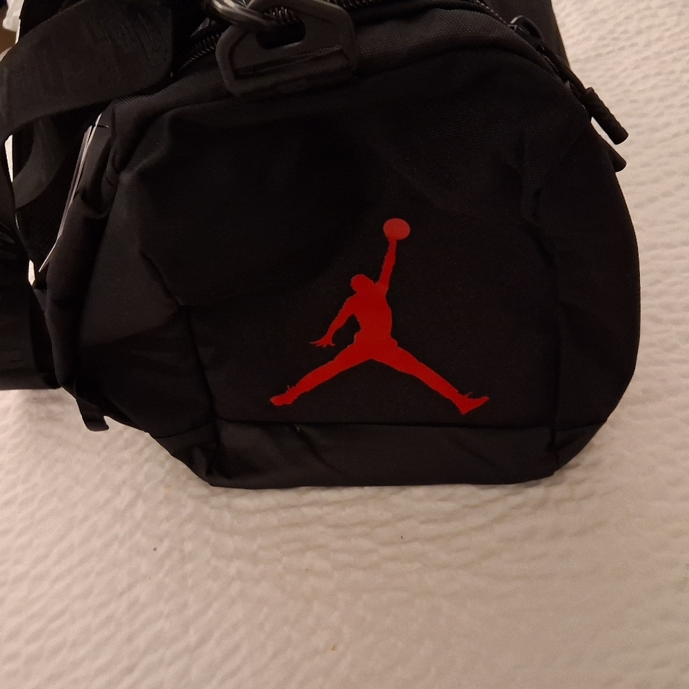 Jordan Black Duffel Bag with Red Logo - Picture 3 of 7